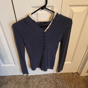 Hoodie ribbed long sleeve tee